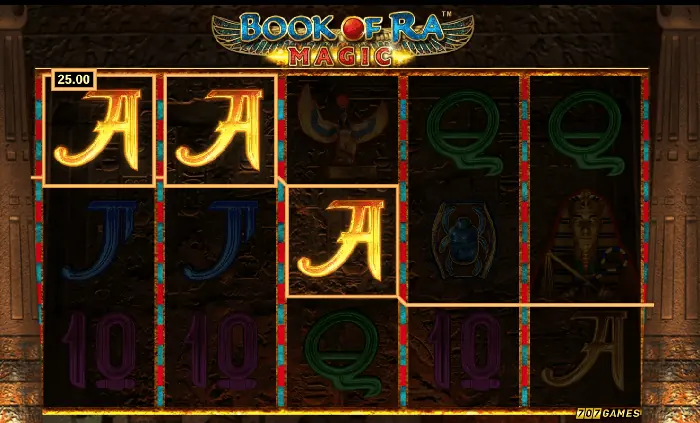 Book of Ra Magic mit Abenteurer und Pharao als wertvollen Symbolen